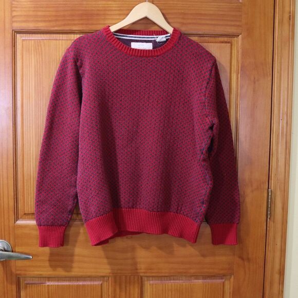 Weather Proof Red Print Sweater 100% Cotton Medium - Picture 2 of 9